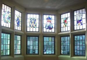 Interior pic of pub stained glass windows